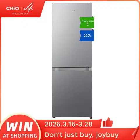 CHiQ JR227LSE 227 L Kühl-Gefrier-Kombination, Silber, Low Frost, 4-Sterne-Gefrieren, 153 L Kühl- & 74 L Gefrierfach, 54 cm Kompaktbreite, Wechseltür, Verstellfüße [Energieklasse E]