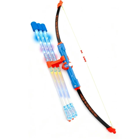 Großes Licht leuchtendes Lichtwellenleiter-Bogen- und Pfeil-Set, Spielzeug-Bogenschieß-Set für Kinder, langlebiges ABS+PP-Material