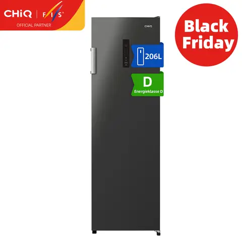 CHiQ Gefrierschrank 206 Liter, 547 × 599 × 1705 mm | Vollständig frostfrei + Inverter-Technologie | Multidirektionale Luftstromkühlung | -32 °C Ultra-Tiefkühlung | 39 dB Leiser Betrieb | Verstellbare Gefrier-/Kühlfächer | EEK D | für Küche/Haushalt/Wohnung, CSD206NEID, 2025 