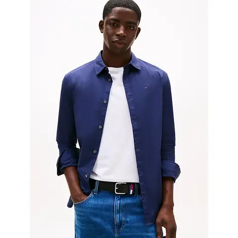 Tommy Jeans Heren Slim Fit Poplin Overhemd – Zwart Iris M