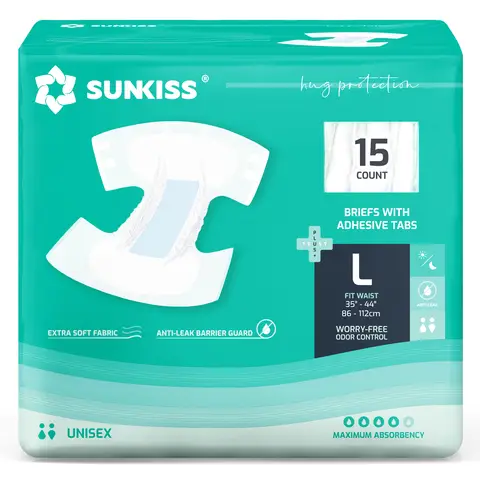 SUNKISS TrustPlus Inkontinenz Windeln für Erwachsene, Saugfähige Einweg-Unterwäsche für Männer und Frauen mit Tabs, Unisex, Größe L, 15 Stück