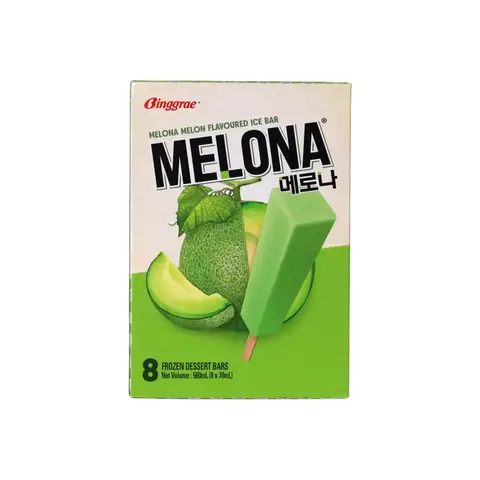 BINGGRAE Bâtonnets glacés Melona saveur melon - 8 x 70 ml