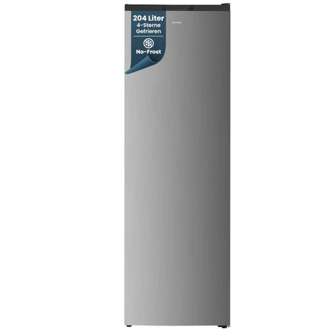homeX FSN2041E-S Gefrierschrank – 204 Liter Nettokapazität, 4-Sterne-Gefriertruhe, freistehend, Temperaturregelung, Super-Frost-Funktion, leise, 39 dB, Silber [Energieeffizienzklasse E]