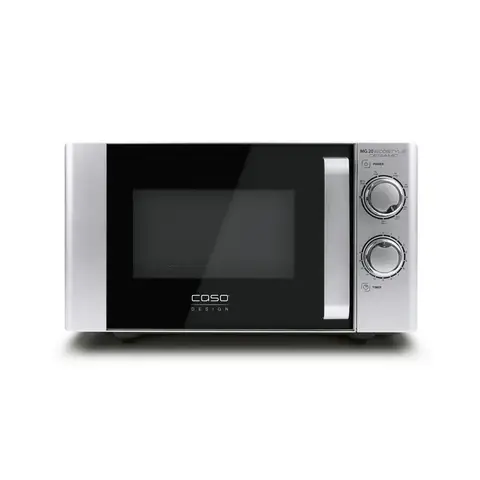 Caso Design MG 20 Ecostyle Ceramic Microwave Oven with Grill – 20 Litre Capacity， 700W Microwave， 1000W Grill， Silver， Turntable Free Design， 03316
