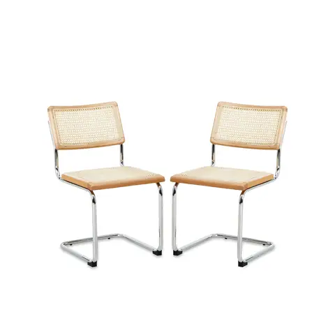 Interiors by Premier Dining Chair Cebu Elm Wood & Rattan Natural/Silver 2pcs
