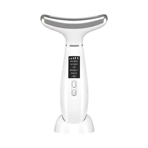 Sunluxy M6 Face Toning Device Neck & Face Massager – 6 Skincare Modes with EMS Microcurrent, Sonic Vibration, Heat & Ice Cooling, Multi-Color LED Light Therapy, Adjustable Intensity, Type-C Rechargeable with Stand