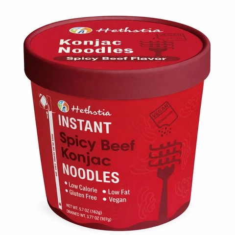 Hethstia Instant-Konjak-Nudel, vegetarisch, scharfe Rindfleischsuppe, Becher, 147 g