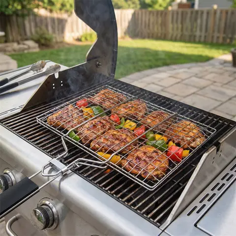 Huacan roestvrijstalen opvouwbaar barbecuerooster, demontabel en draagbaar barbecuegereedschap, 1 stuk