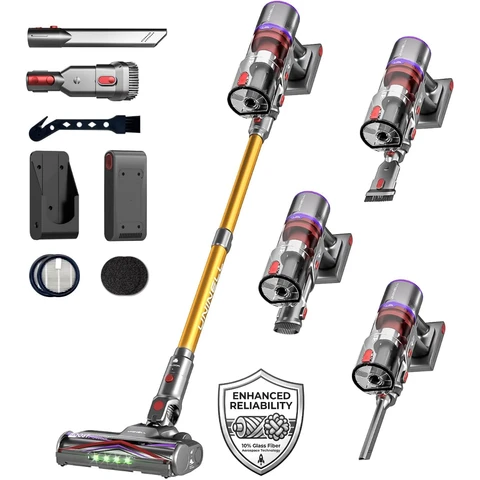 Uninell UV5 draadloze stofzuiger, 48.000 Pa, 550 W, 65 min, LED-touchdisplay, anti-klit, zelfopbergend, oplaadbaar, voor huisdierharen en tapijt