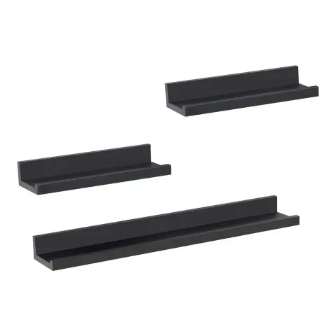 WOLTU Bilderleiste 3er Set, Fotoleiste Bilderregal Wandregal Bild Magazin Fotohalter, Schwarz RG9491sz