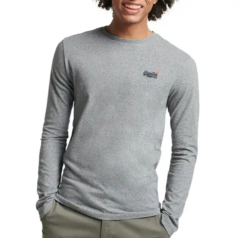 SUPERDRY T-shirt pour Homme LS OL Vintage - gris chiné - M