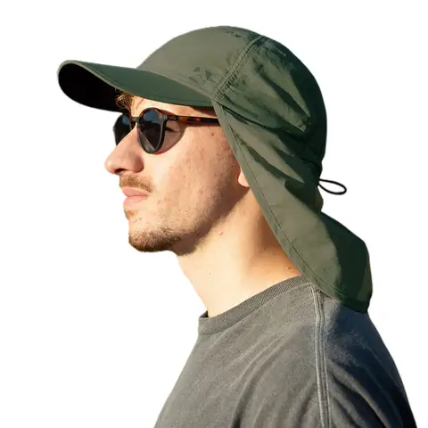 TOP-EX Men's Sunblock Waterproof Adjustable Baseball Cap with Neck Flap M/L Armygreen