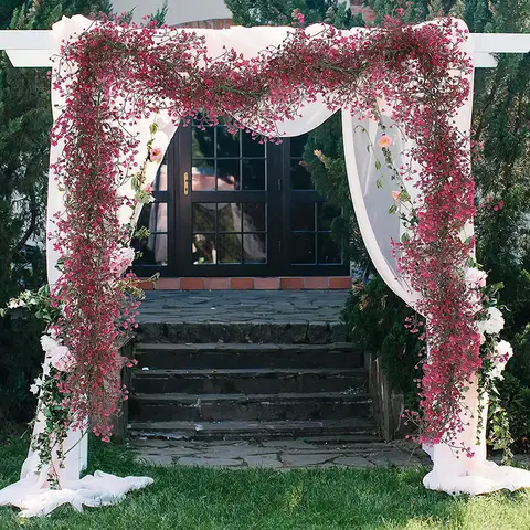 Yuejia 2Pcs 5.6ft/170cmArtificial Flowers Faux Outdoor Plants Artificial Petunias For Outdoors Fake Petunias Plants Hanging Flower Patio Decor Outside Basket Realistic Silk Plant