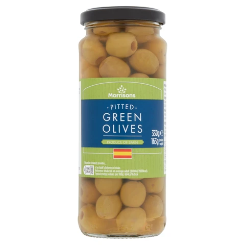 Morrisons Pitted Green Olives in Brine 330g