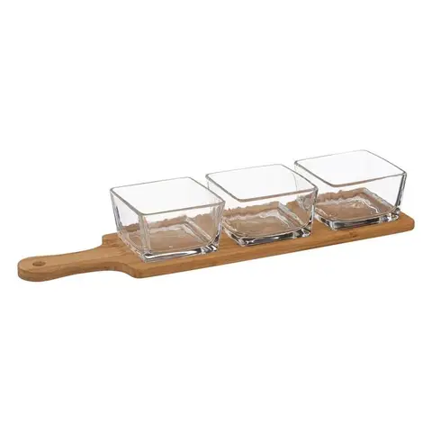 Secret de Gourmet Bamboo en Glazen Snackset - 4 stuks, 40 x 10 x 5,5 cm