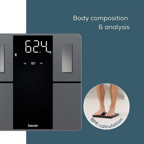 Beurer BF500 Body Analysis Scale, Digital Bathroom Scale with precise full-body analysis with app connection