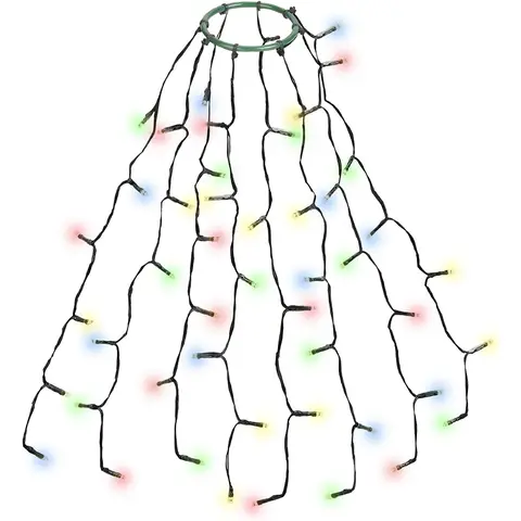 SALCAR Éclairage de sapin de Noël 0,6 m avec anneau et 8 guirlandes, chaîne lumineuse 48 LED, sapin de Noël, éclairage étanche pour 60 cm, 90 cm, 120 cm - Coloré