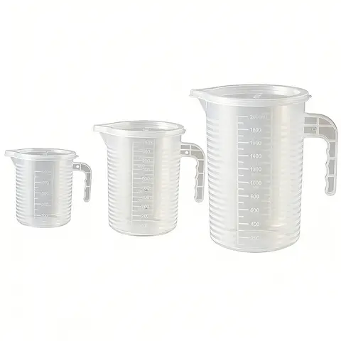 BJ Plastic Measuring Cup Set, 3 - Piece, 500ml + 1000ml + 2000ml