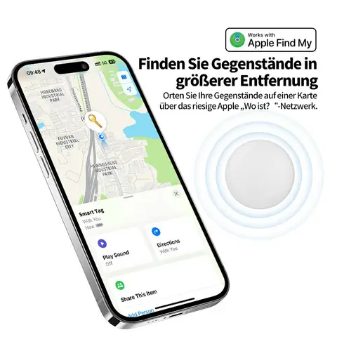 Rexsun RSH-iTag11 Anti-Verlust-Tracker für Apple „Wo ist?“ – Austauschbare CR2032-Batterie, IP53 wasserresistenter Bluetooth-Tracker mit Signalton, Verloren-Modus & Zurückgelassen-Benachrichtigungen