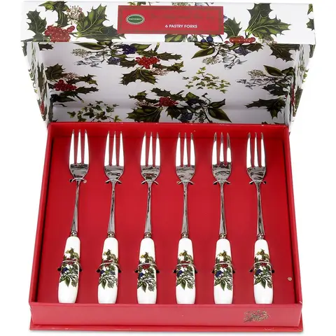 Portmeirion The Holly & The Ivy Pastry Forks – Set of 6 – Boxed Set – 15cm / 6"