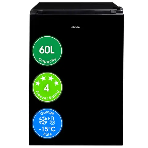 abode A85UCFZ482E1B 48cm Wide Under Counter Freezer - Black - E Rated