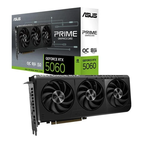[30 € Rabatt mit Code: GF30] ASUS Prime GeForce RTX 5060 8GB GDDR7 OC Edition Gaming-Grafikkarte (NVIDIA GeForce RTX 5060 DLSS 4, 2,5-Slot-Design, PCIe 5.0, 3x DisplayPort 2.1b, 1x HDMI 2.1b, PRIME-RTX5060-O8G)