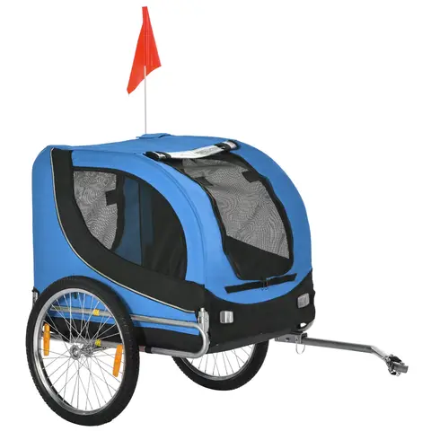 PawHut Steel Dog Bike Trailer Pet Cart Carrier for Bicycle Kit Water Resistant with Hitch Coupler Travel Blue