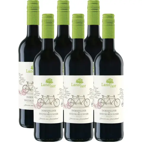 LANDLUST Dornfelder/Spätburgunder Rotwein BIO VEGAN trocken, 6x0,75L