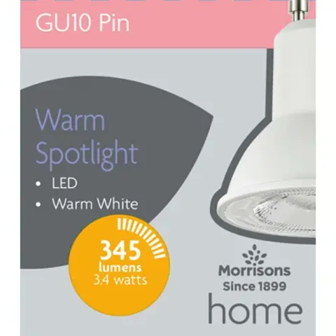 MORRISONS LED GU10 3.4W WARM WHITE 2700K 3PK