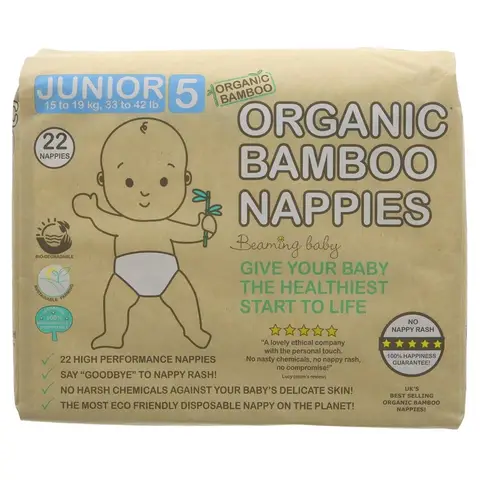 Beaming Baby Organic Bamboo Nappies Size 5 22 Pack