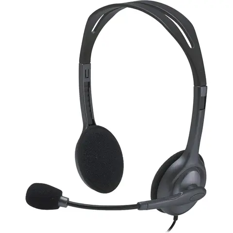 Logitech H110 headset, stereo, verstellbares mikrofon (geräuschunterdrückung), verstellbarer kopfbügel, audio-/mikrofon-doppelanschluss mit zwei 3,5 mm steckern – schwarz
