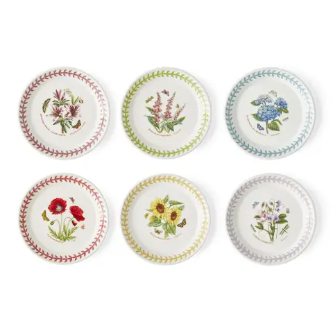 Portmeirion Botanic Garden Meadow Set Of 6 Bread Plates -Assorted Designs