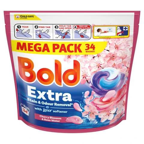 Bold EXTRA PODS Washing Liquid Capsules 34 Washes , Cherry Blossom & Rose Water