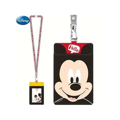 Disney Porte-badge tour de cou Mickey Mouse sous licence officielle, motif à pois mignon