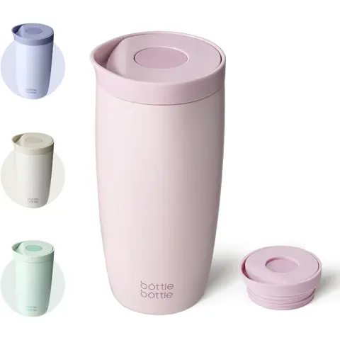 Bottle Bottle Thermal Mug 500 ml To Go - Premium Insulated Stainless Steel Mug, Leak-Proof, BPA-Free, Quick Press Closure, Double Walled, Keeps Drinks Hot & Cold for a Long Time (pink)