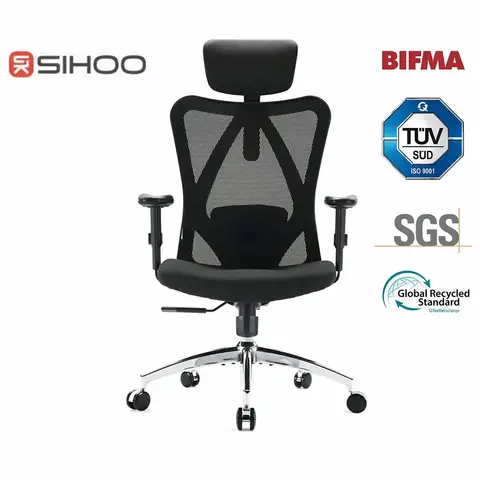 SIHOO M18 Ergonomic Office Chair, Computer Desk Chair with Adjustable Headrest and Lumbar Support, High Back
Executive Swivel Chair for Home Office (Pure Black)