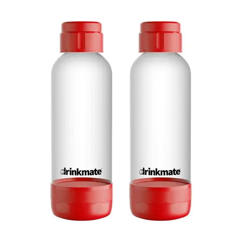 Drinkmate Soda Maker Carbonation Bottles Twin Pack - Royal Red, 1L, BPA Free PET, Fizz Preserving Caps, Removable Bottom Cap, Hand Wash Only