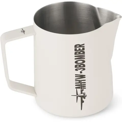 MHW-3BOMBER Latte Art Pitcher Stainless Steel Milk Frothing Pitcher Steamed Espresso Cup Barista Essentials (Cream White, 16.9oz/500ml) P5020W