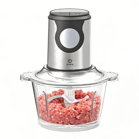 WOOX Hachoir à viande 1,5 L, hachoir électrique avec bol en verre et lames en acier inoxydable pour viande, aliments pour bébé, fruits et légumes