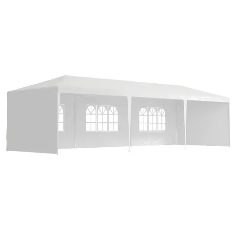 Outsunny 9 x 3 m Party Tent Gazebo Marquee Outdoor Patio Canopy Shelter with Windows and Side Panels Black
