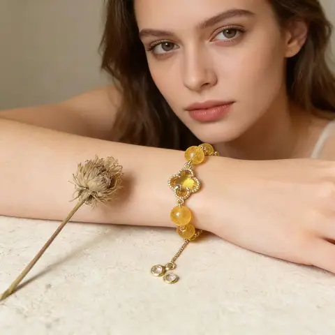VoxorAI L8 [Cloud Walk] Crystal Bracelet Bracelet Natural Ice Transparent Citrine Bracelet Lucky Transfer Bracelet DIY Original Handmade Light Luxury Fashion Temperament High-end Crystal Bracelet