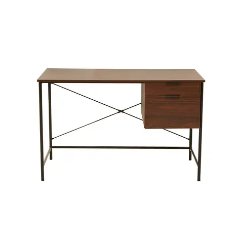 Interiors by Premier Desk Bradury 2 Drawers Walnut/Black