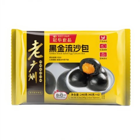 Guanhua Yipin Brioches noires et dorées fourrées à l'œuf salé - 240 g