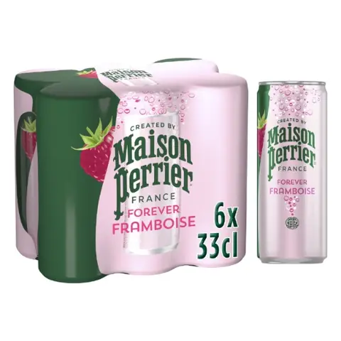 PERRIER FOREVER Eau gazeuse aromatisée Framboise Pack 6x33cl