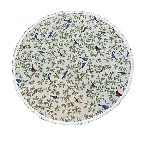 Painting Art Spring Blossom Tablecloth with Tassel Edge, Retro Tablecloth, Thick Wrinkle Resistant Table Cover for Farmhouse, Chic City, Cafe, Boho Restraurant, Kitchen Dining Table, Buffet Parties,55inch