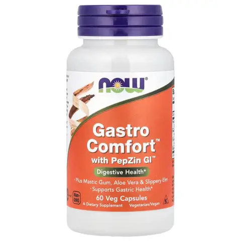 NOW Foods Gastro Comfort PepZin GI Digestive Comfort Capsules - 60 Vegan Capsules
