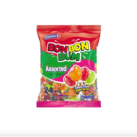 Colombina Gum Lollipops Assorted 24’s