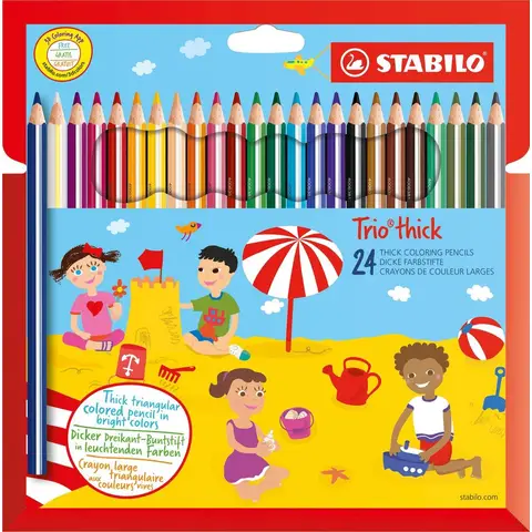 STABILO Trio Thick - Triangular Colouring Pencil - Pack of 24 - Assorted Colours