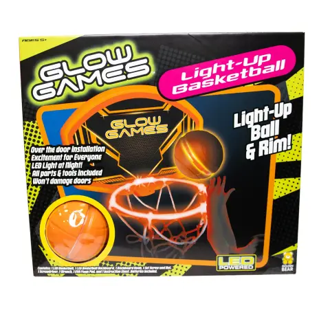 Glow Games LED Light-Up Indoor Basketball Set