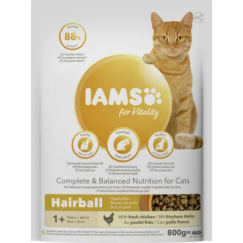 IAMS Katzenfutter für Vitalität Anti-Haarball Huhn